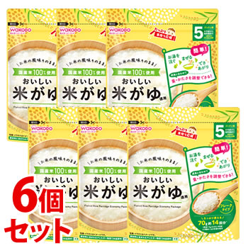 《セット販売》　和光堂 たっぷり手作り応援 おいしい米がゆ 徳用 (70g)×6個セット 5ヶ月頃から幼児期まで 離乳食 ベビーフード　※軽減税率対象商品｜kusurinofukutaro