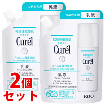 《セット販売》　花王 キュレル 潤浸保湿 乳液 つめかえ用 (100mL)×2個セット 詰め替え用 Curel　医薬部外品　送料無料｜kusurinofukutaro