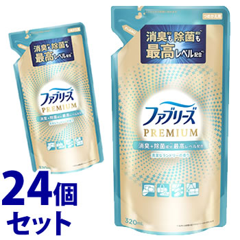 《セット販売》　P&G ファブリーズ W除菌+消臭 プレミアム 清潔なランドリーの香り つめかえ用 (320mL)×24個セット 衣類・布製品用 消臭スプレー　送料無料｜kusurinofukutaro