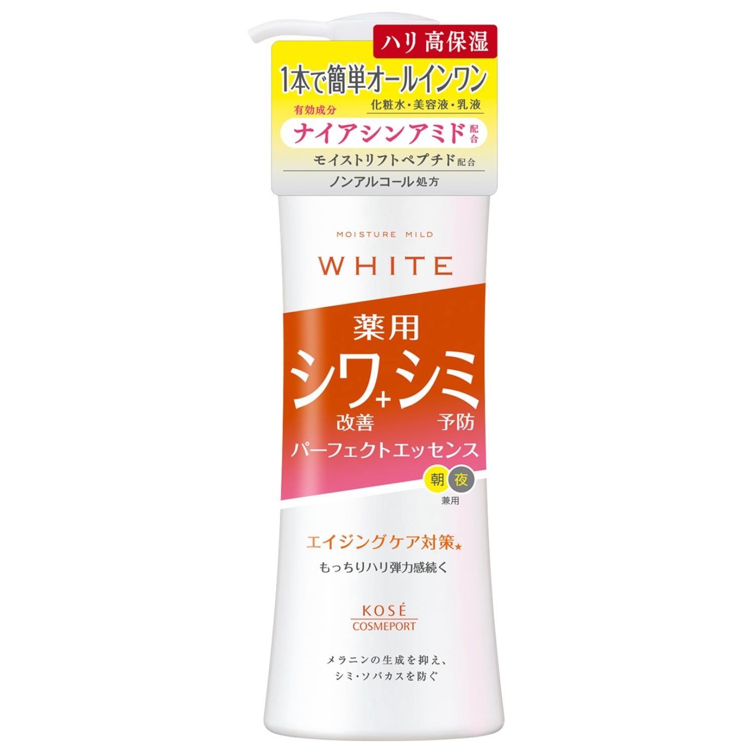 コーセーコスメポート モイスチュアマイルド ホワイト リンクルケア パーフェクトエッセンス (230mL) オールインワン 美白保湿液　医薬部外品｜kusurinofukutaro