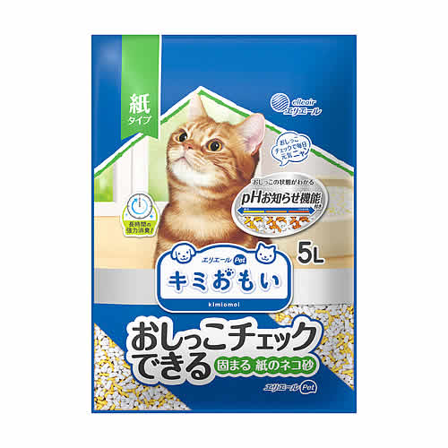 大王製紙 キミおもい おしっこチェックできる固まる紙のネコ砂 (5L) 猫砂｜kusurinofukutaro