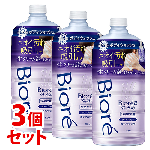 《セット販売》　花王 ビオレu ザ ボディ 泡タイプ ディープクリア つめかえ用 (780mL)×3個セット 詰め替え用 ボディウォッシュ ボディソープ｜kusurinofukutaro