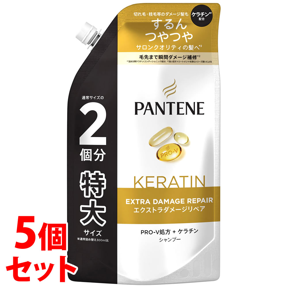 《セット販売》　P&amp;G パンテーン エクストラダメージリペア シャンプー つめかえ用 特大サイズ (600mL)×5個セット 詰め替え用　P＆G