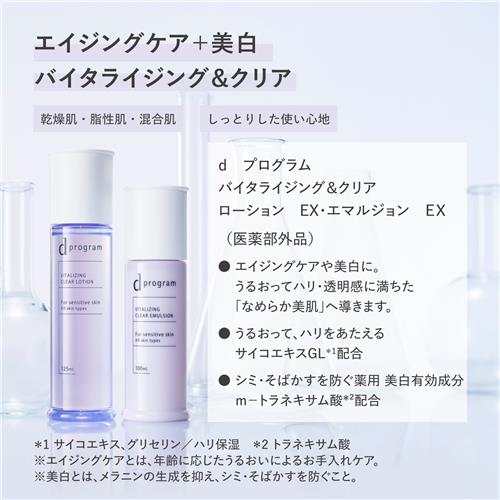 dプログラム バイタライジング&クリア　ローション、エマルジョンEX 詰め替え用 d プログラム｜バイタライジング＆クリア エマルジョン EX｜乳液