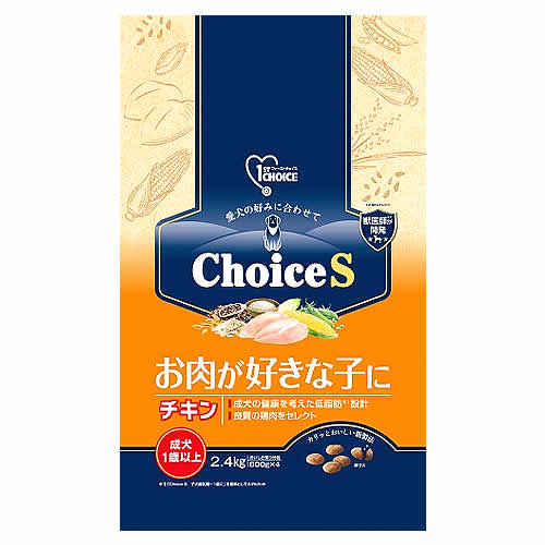 《セット販売》　アースペット ファーストチョイス ChoiceS お肉が好きな子に チキン 成犬1歳以上 (2.4kg)×4個セット ドッグフード　送料無料｜kusurinofukutaro｜02