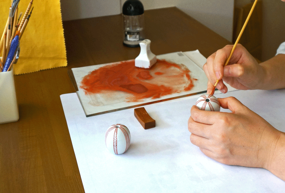 九谷焼 高級 陶磁器 風鎮 本金 青粒鉄線 ギフト 内祝 おしゃれ 軸 飾り