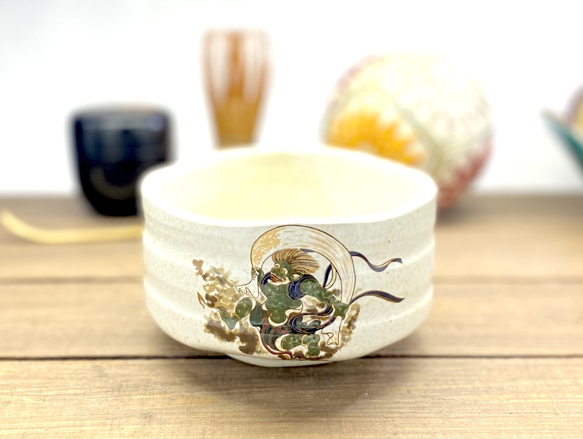 九谷焼 高級 陶磁器 抹茶碗 しだれ桜 中絵 （Kutani matcha bowl