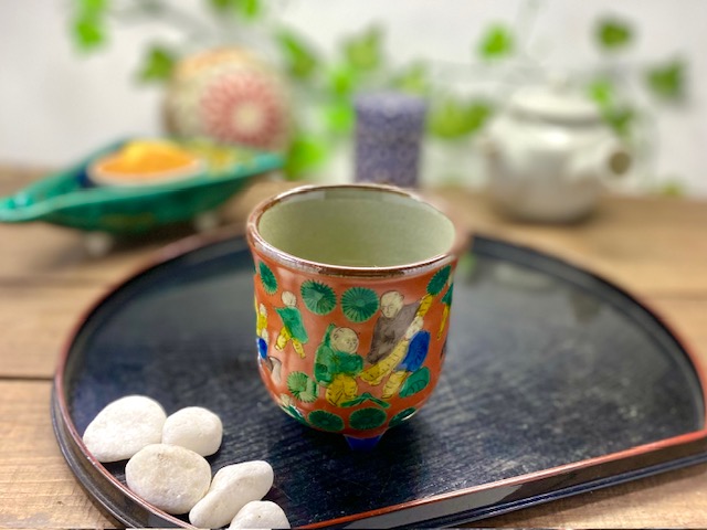 九谷焼 夫婦湯呑 黄兎しだれ桜 裏絵(Kutani Teacup)おしゃれ
