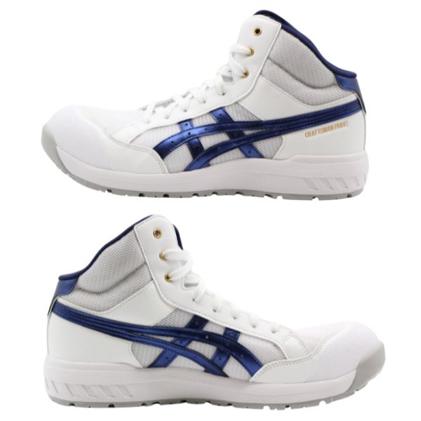 アシックス 安全靴 メンズ 靴 レッド ホワイト 白 作業靴 A種先芯 グリップ 耐油性 ハイカット セーフティシューズ ウィンジョブ asics  WINJOB CP218 1273A091