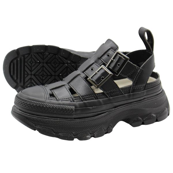 コンバース レザー グルカサンダル ブラック　28cm ★未使用に近い★ CONVERSE（コンバース） サンダル レディース 靴 ブラック 黒 レザー