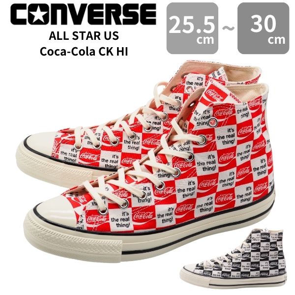コンバース スニーカー メンズ 靴 ハイカット 黒 ブラック 白 ホワイト 赤色 レッド CONVERSE ALL STAR US Coca-Cola CK HI オールスター コカ・コーラ ハイ｜kutsu-nishimura｜02