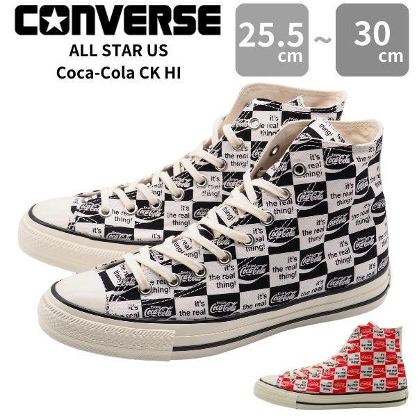 コンバース スニーカー メンズ 靴 ハイカット 黒 ブラック 白 ホワイト 赤色 レッド CONVERSE ALL STAR US Coca-Cola CK HI オールスター コカ・コーラ ハイ｜kutsu-nishimura｜03