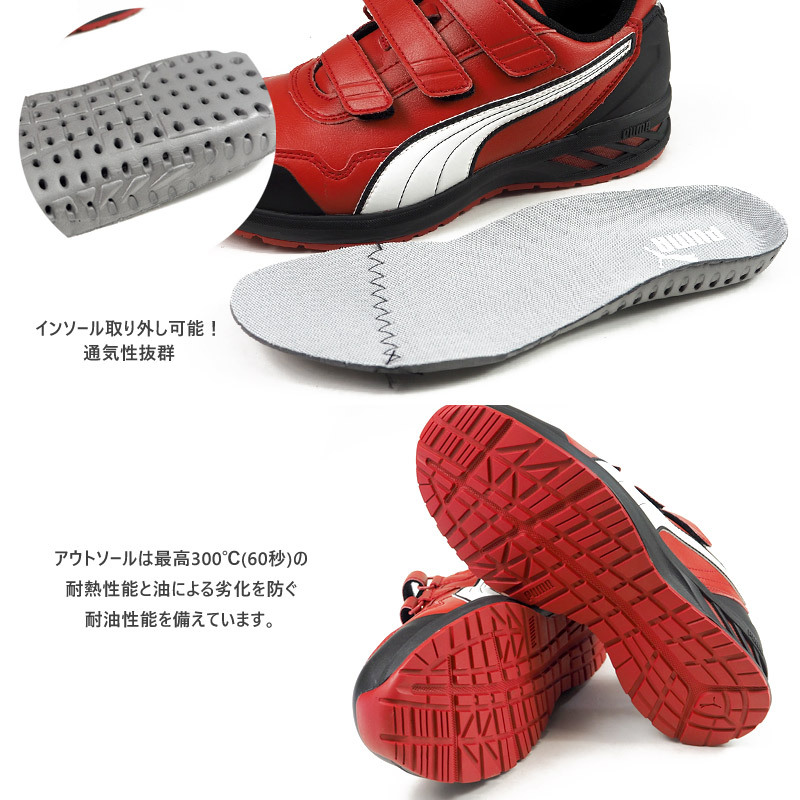 PUMAプーマ ベルクロ安全靴 ブラック 25cm新品 PUMA プーマ スニーカー メンズ 靴 黒 ブラック 安全靴 ベルクロ