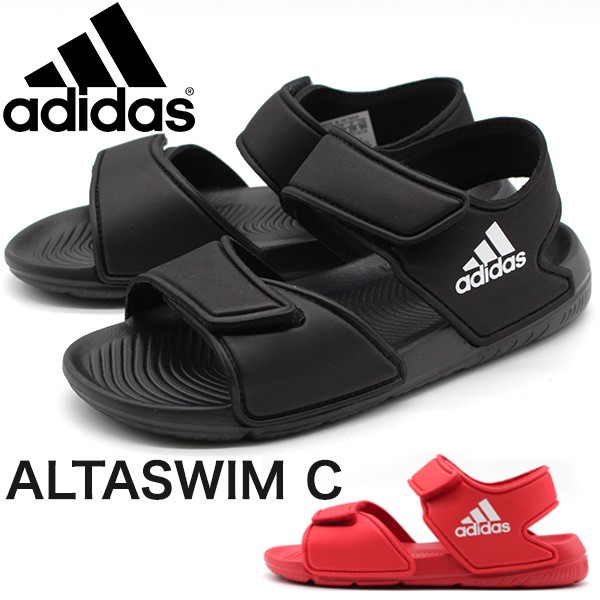 adidas アディダス スポーツ サンダル キッズ 子ども 靴 黒 赤