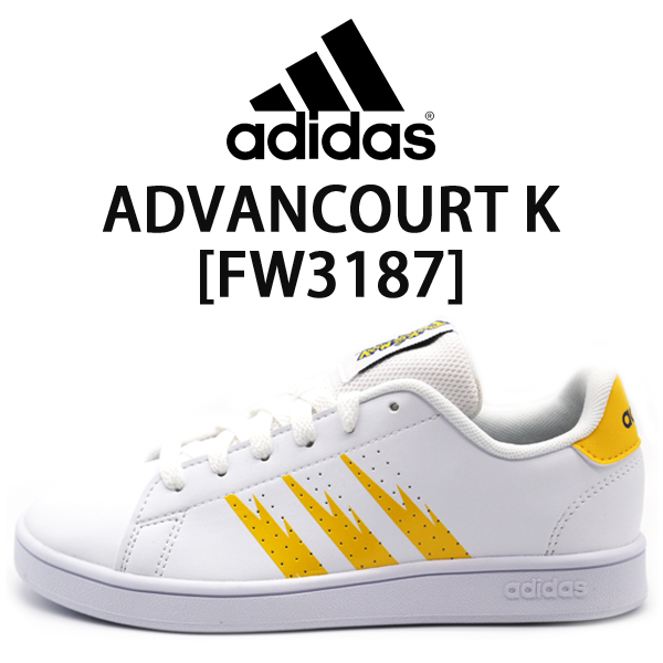 アディダス スニーカー キッズ 子供 靴 白 ホワイト ポケモン ピカチュウ_軽量 adidas ADVANCOURT K FW3187