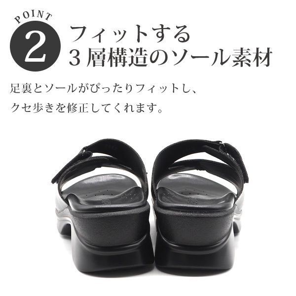 新品未使用　AKAISHI アーチフィッター　3ベルトサンダル　黒　L アーチフィッター O脚 402 ブラック S/M/L サイズ レディース