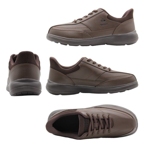 DUNLOP REFINED スニーカー メンズ 靴 黒 ブラック ブラウン 幅広 4E