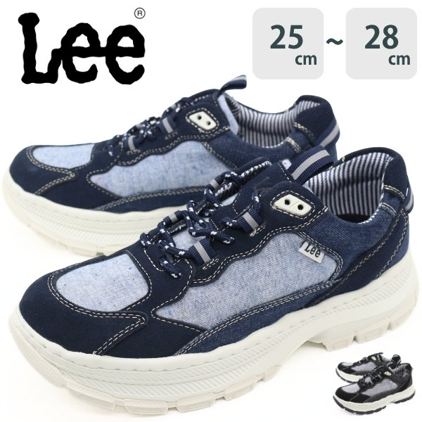 Lee（リー） スニーカー メンズ 靴 黒 ブラック 紺 ネイビー 本革