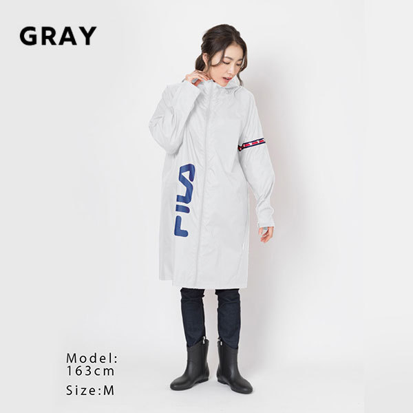 FILA撥水加工 グレー レインウェア Lサイズ FILA（フィラ） レインコート 自転車 レディース メンズ 撥水 雨