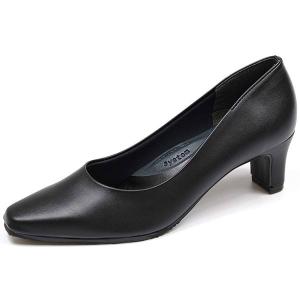 パンプス レディース 靴 5.5cmヒール 黒 ブラック 幅広 4E 女性 フォーマル 日本製 オフ...