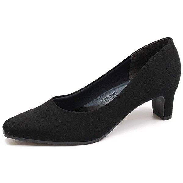パンプス レディース 靴 5.5cmヒール 黒 ブラック 幅広 4E 女性 