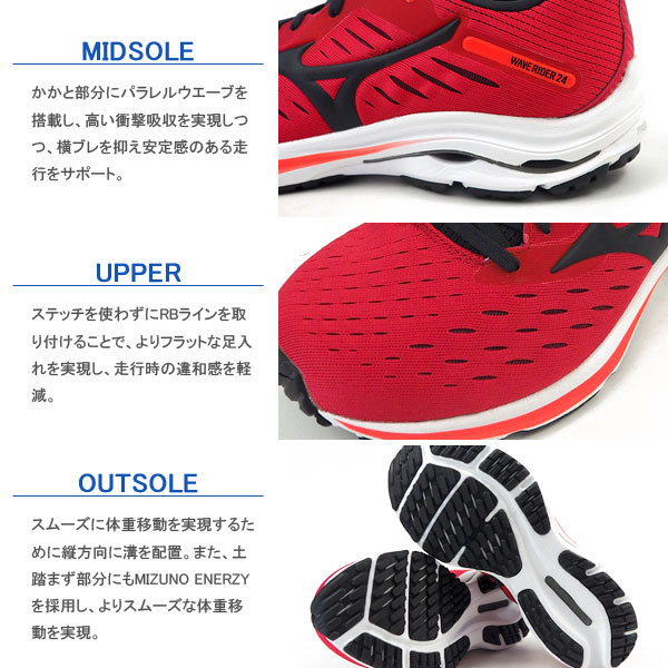 MIZUNO（ミズノ） ランニングスニーカー WAVE RIDER 24 SW ウエーブ