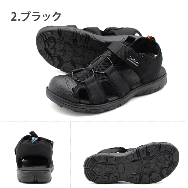 LARKINS サンダル メンズ 靴 黒 ブラック レインボー 虹色