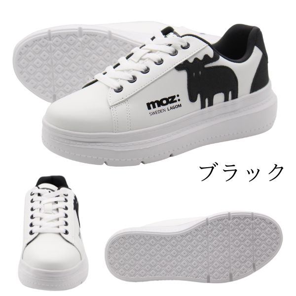 moz MOZ モズ スニーカー レディース 靴 黒 ブラック ブルー
