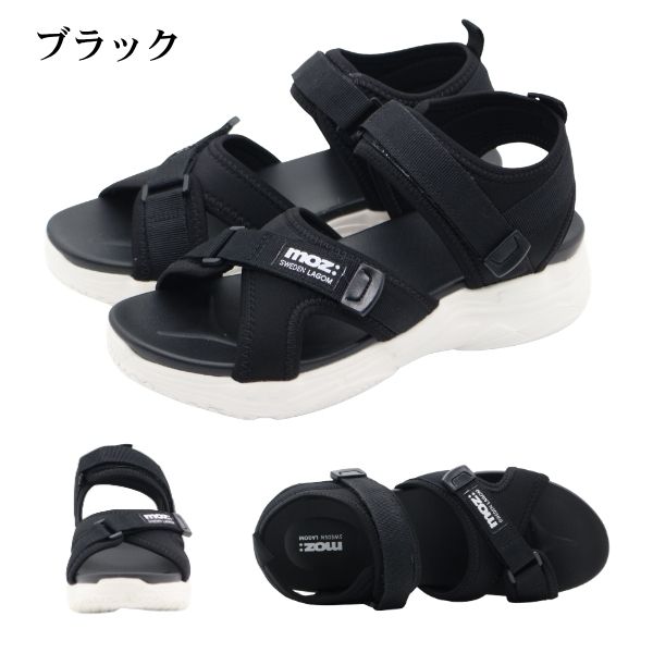 moz（モズ） サンダル レディース スポーツサンダル 靴 黒 ブラック 白
