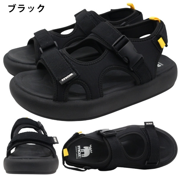 moz（モズ） サンダル メンズ スポーツサンダル 厚底 軽量 軽い 黒