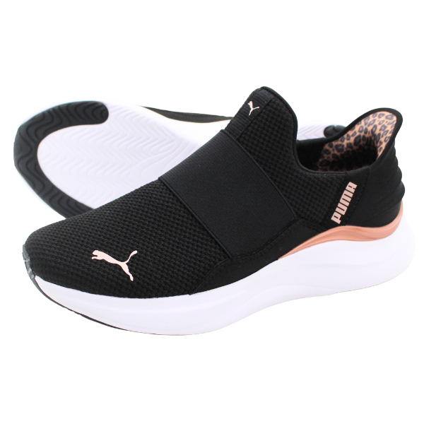 PUMA プーマ スニーカー レディース 靴 黒 ブラック 白ソール