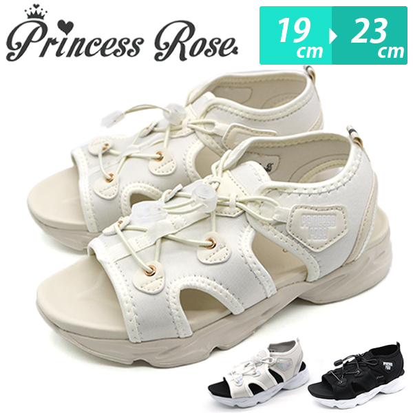 サンダル キッズ ジュニア 子供 靴 スポーツサンダル スポサン 女の子 黒 ブラック 白 ホワイト 厚底 ココサンダル  プリンセスローズ Princess Rose R43606-47｜kutsu-nishimura｜04