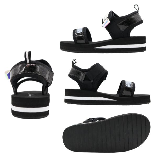 CHIKOKU スポーツサンダル ブラック/パープル*5 PEANUTS スヌーピー サンダル レディース スポーツサンダル 黒