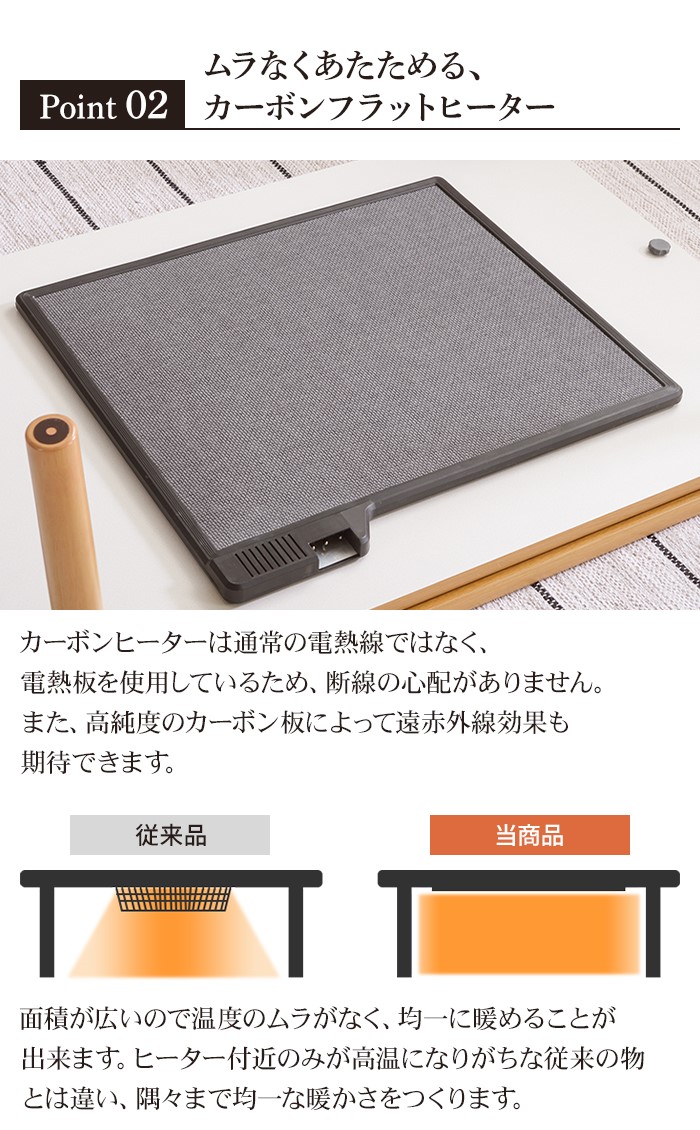 値下げ  こたつテーブル 長方形 幅105cm こたつ テーブル 105×75 フラットヒーター 木製 炬燵 薄型ヒーター リビング センターテーブル ローテーブルの画像