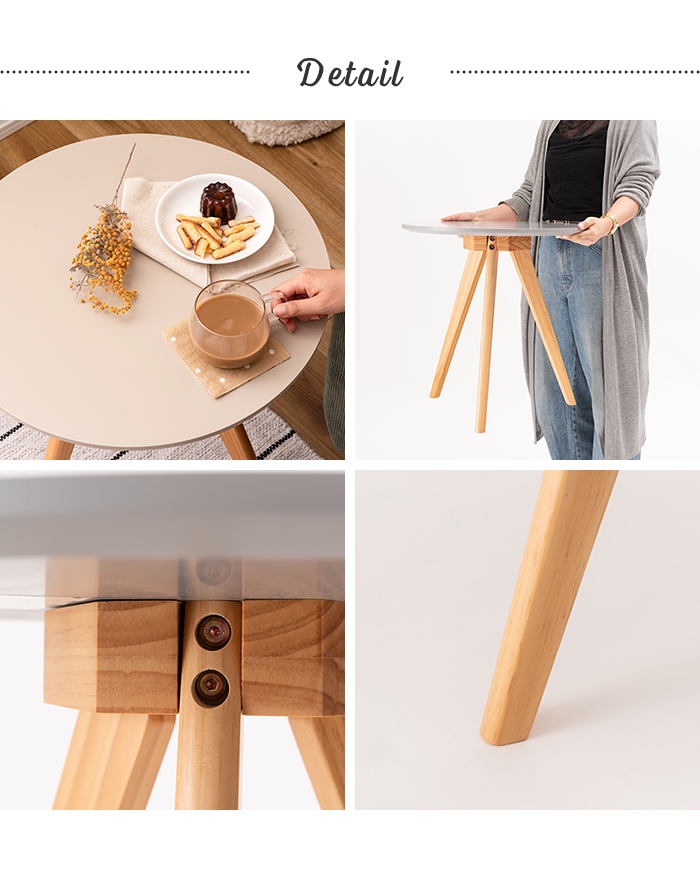 値下げ サイドテーブル ラウンドテーブル 丸型 三本脚 50×50cm