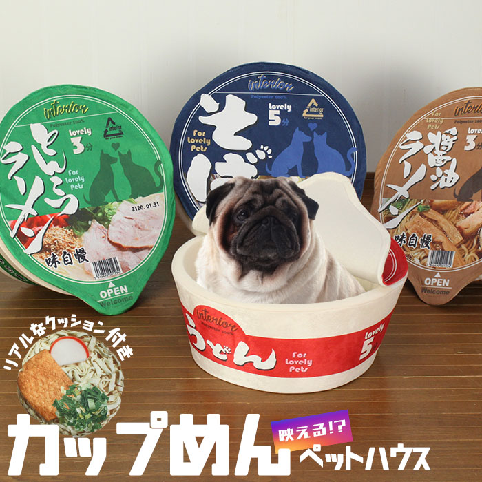 ペットハウス ソファ カップめん ペットハウス ★在庫処分★ 幅48×奥行54×高さ21cm うどん そば ラーメン ペット用品 猫 ペットベッド 犬 かわいい｜kutsurogu