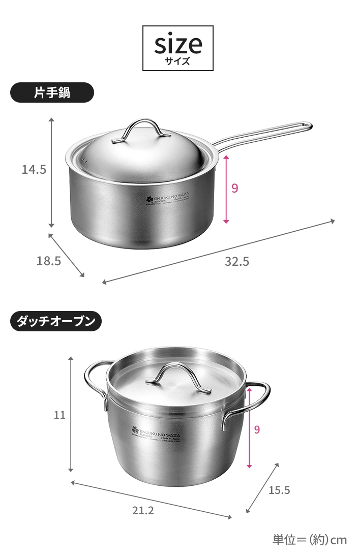 値下げ  片手鍋 ダッチオーブンセット 深型鍋 蓋付き ガス火 IH ステンレス製 オール熱源対応 2個セット 調理用品 キッチン用品の画像