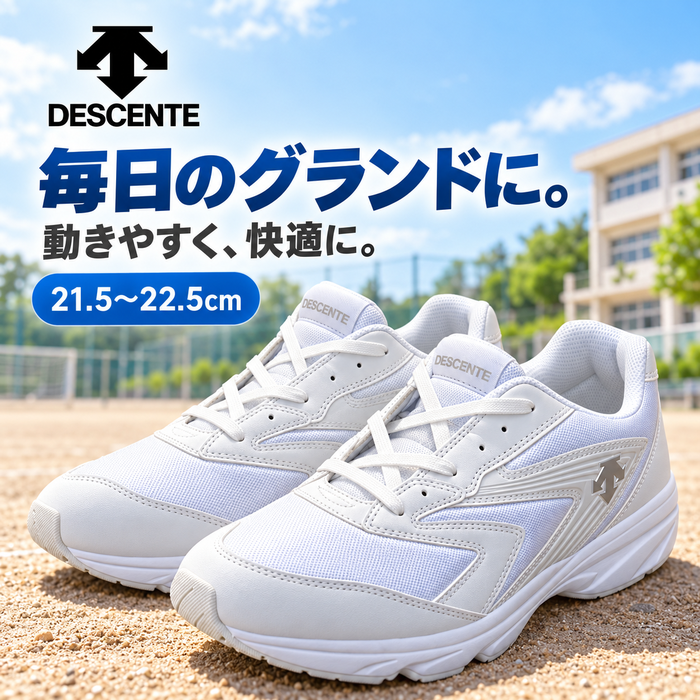 未使用タグ付き　DESCENTE バレーボールシューズ ホワイト　　25㎝ DESCENTE（デサント） DST310G グランドシューズ 白 2E DESCENTE