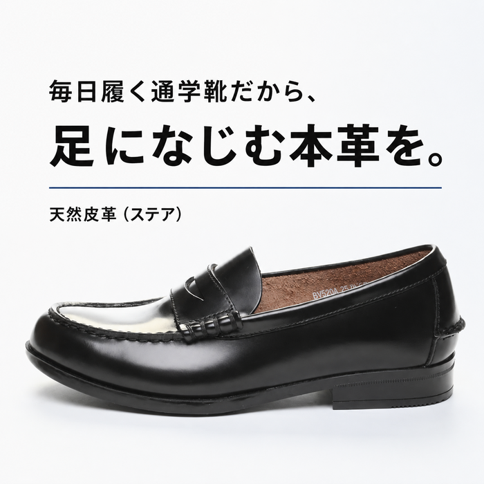 MoonStar（ムーンスター） ローファー BV520A メンズ 本革 3E 黒 男子