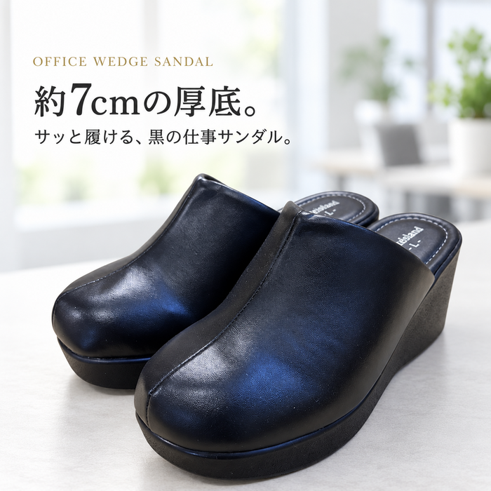 オフィスサンダル レディース 厚底 約7cmヒール 前ふさがり サボ