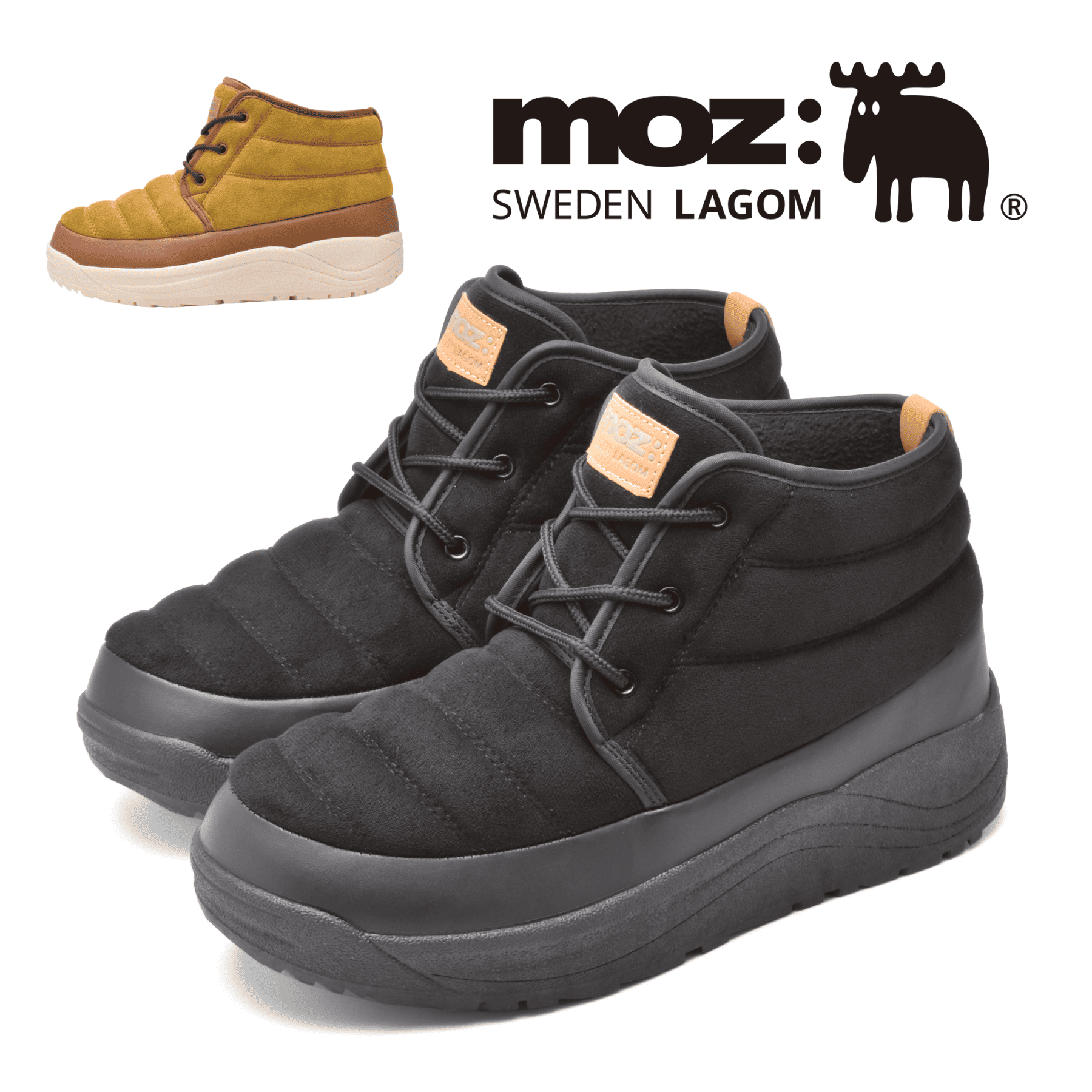 moz ミドル丈スノーシューズ ブラック メンズ 防寒ブーツ