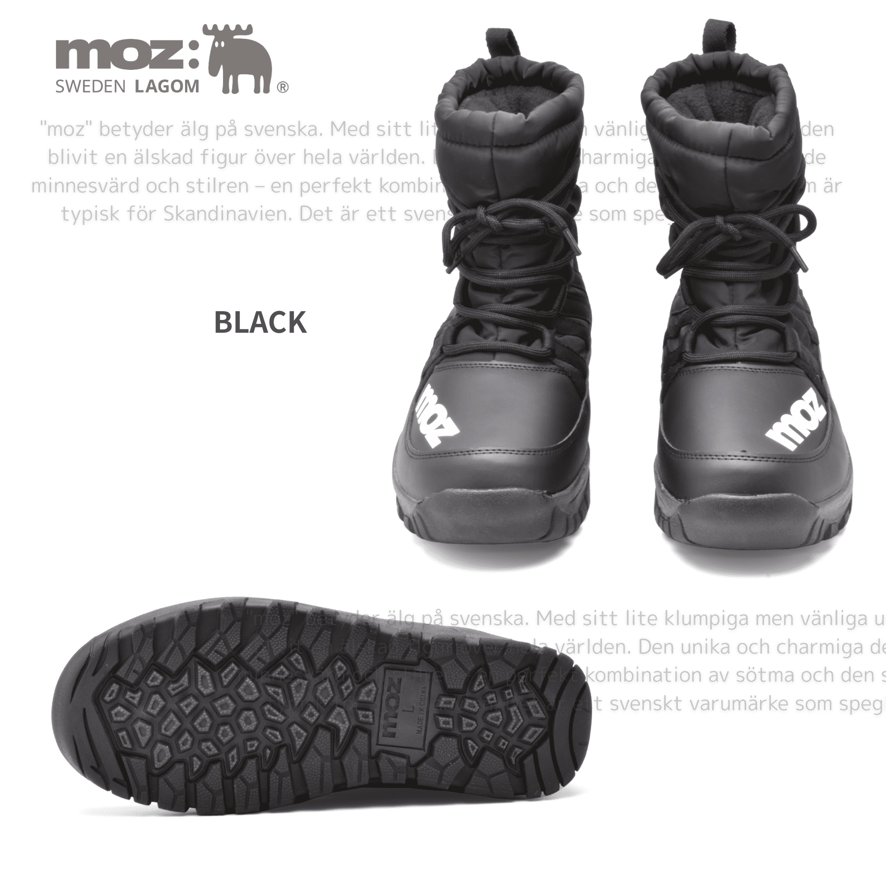 moz（モズ） メンズスノーブーツ 防寒 防水 防滑 レースタイプ