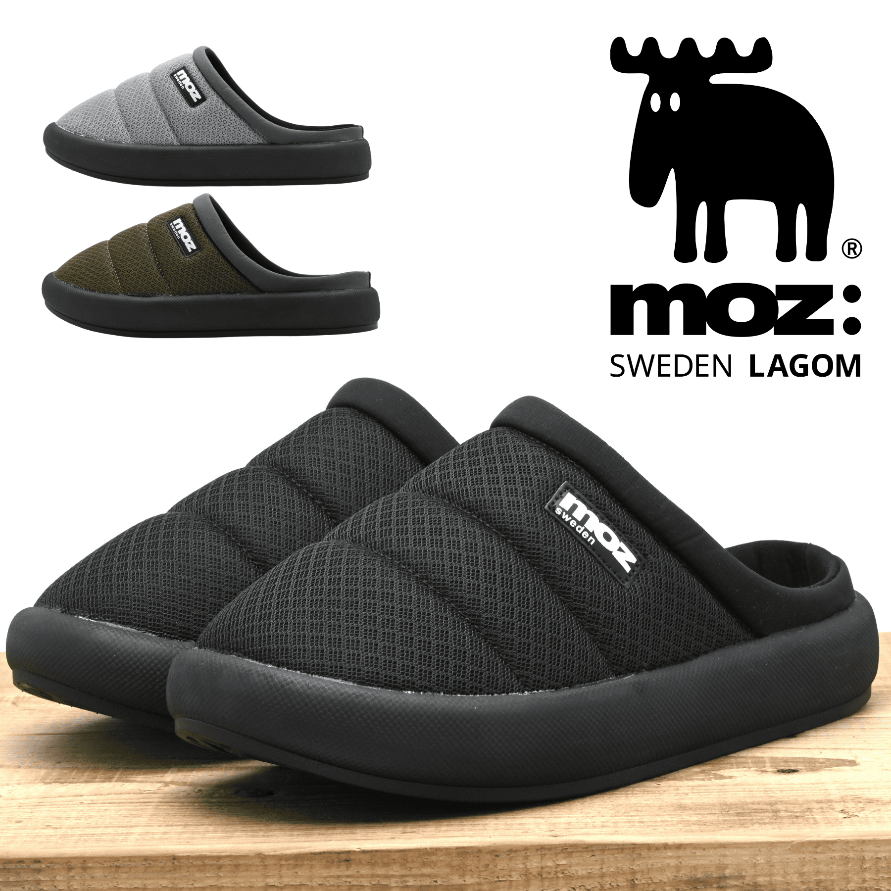 moz（モズ） サンダル メンズ スライド 吸湿速乾 サボ クロッグ 軽量