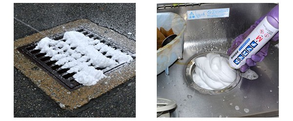 ムースで覆うように薬剤を吹き付け