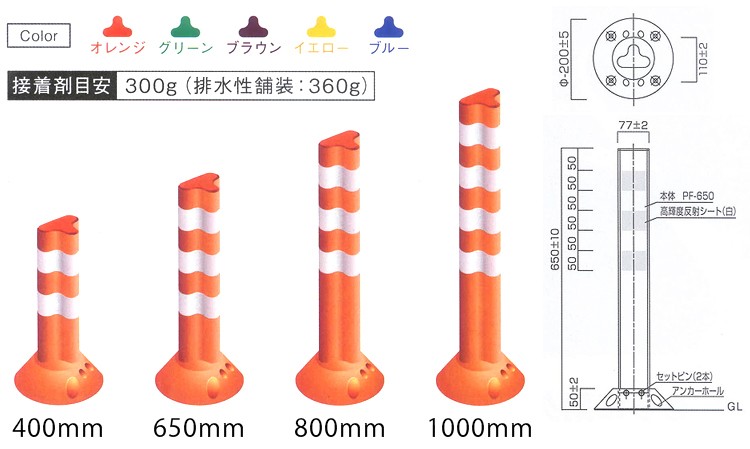 400・650・800・1000mmの4サイズ