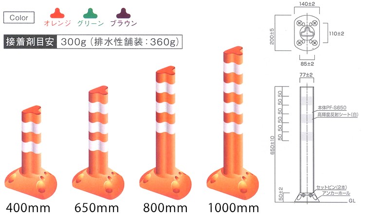 400・650・800・1000mmの4サイズ