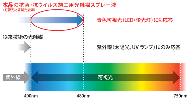 青色可視光（LED・蛍光灯）にも応答