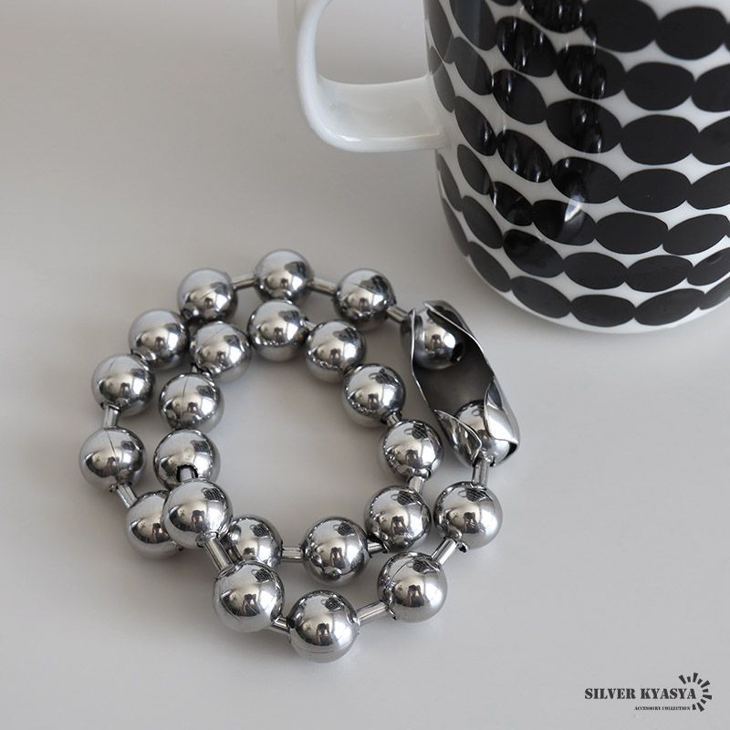 ステンレス ダブル ラージボールブレスレット チェーンブレスレット