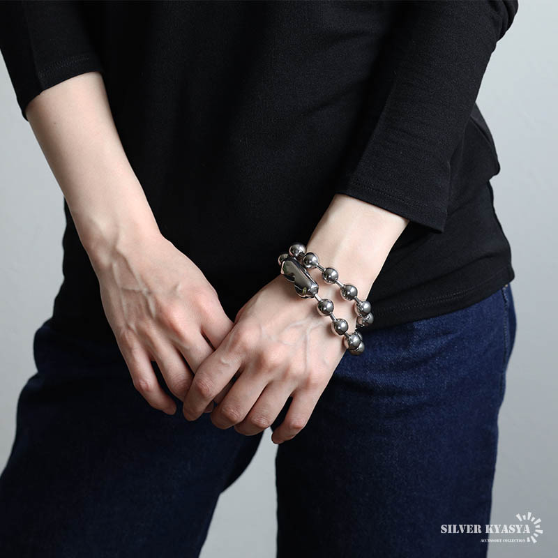ステンレス ダブル ラージボールブレスレット チェーンブレスレット