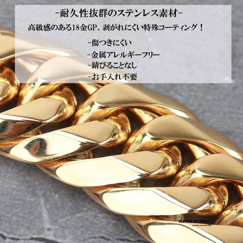 幅21mm ステンレス 6面カット 極太 ダブル喜平ネックレス
